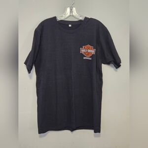 Harley Davidson Motorcycle T-Shirt Black Orange Bermuda  Men's Size Medium